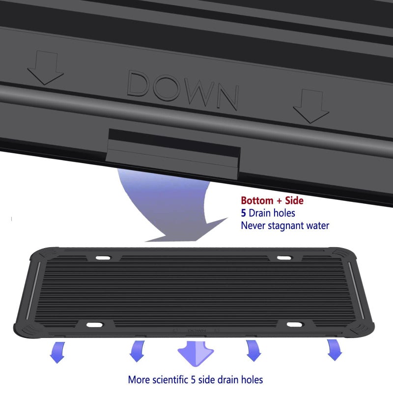 Aootf Black License Plate Frames-2 Pack Silicone License Plate Cover Front & Rear Tag Slim Holder with Screws, Screw Caps, with Rust-Proof. Rattle-Proof. Weather-Proof. for Women & Men - Image 4